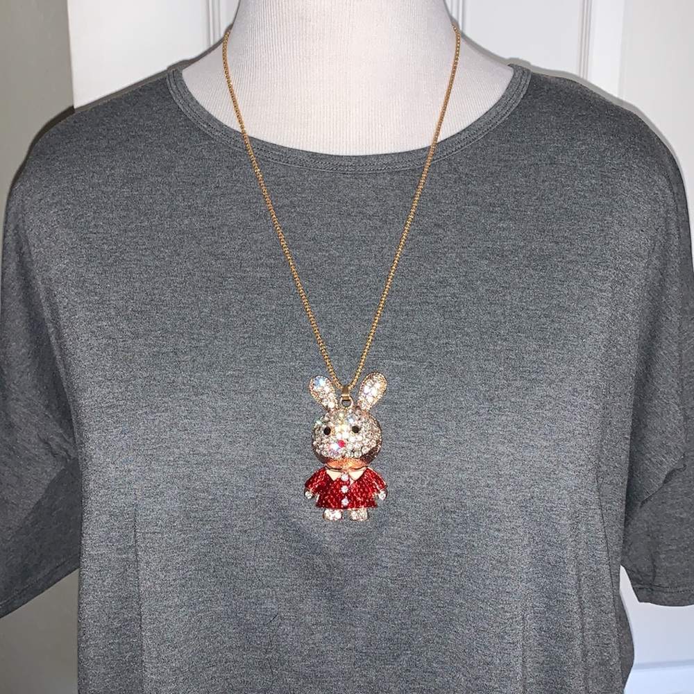 Betsey Johnson rhinestone Bunny necklace - Picture 3 of 5